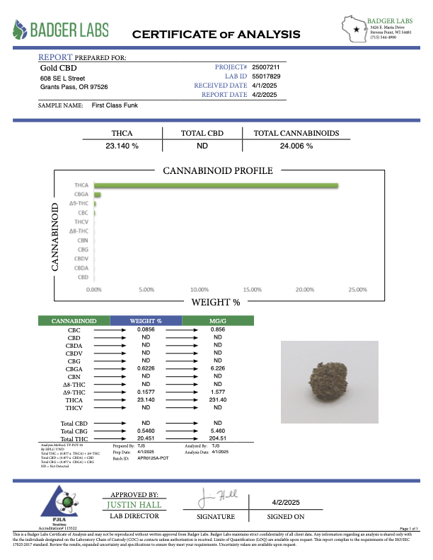 First Class Funk - Gold Nuggets - THCa Flower TOP SHELF SMALLS