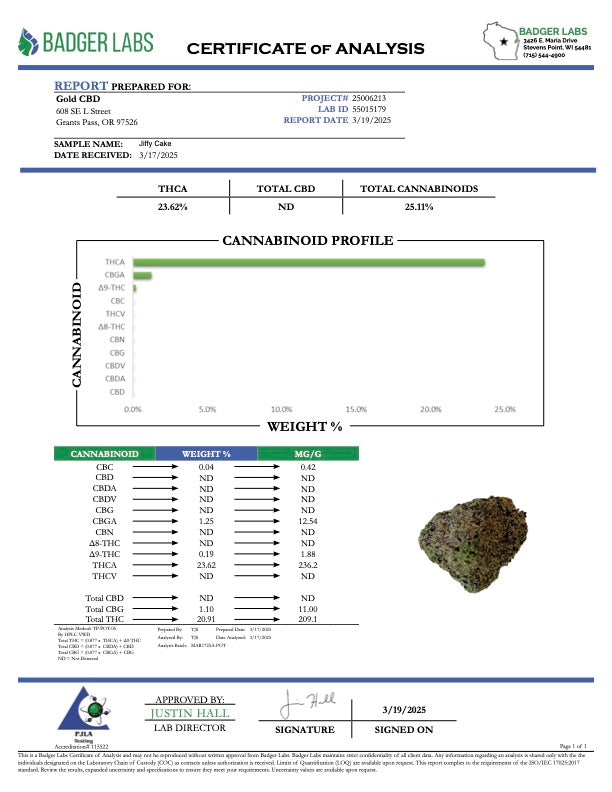 Jiffy Cake - Gold Nuggets - THCa Flower TOP SHELF SMALLS