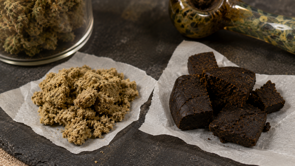 Bubble hash and regular hash cannabis concentrates side by side
