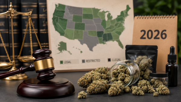 THCA flower and legal documents representing THCA flower legality in 2026.