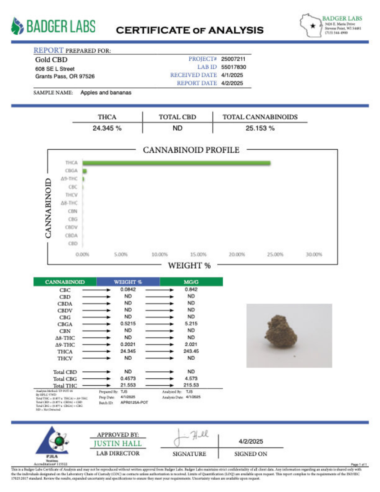 Apples and Bananas - THCA Flower - Greenhouse Top Cut