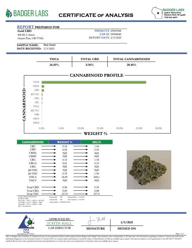 Blue Dream - THCA Flower - Greenhouse Gold Nuggets