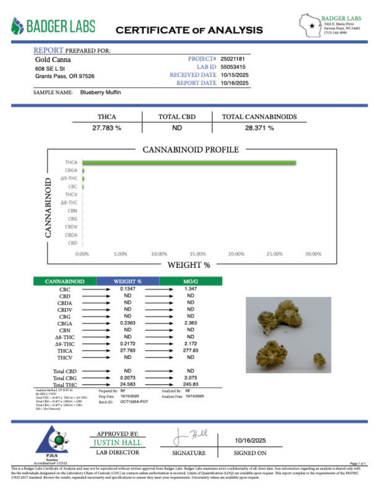 Blueberry Muffin - THCA Flower - Greenhouse Gold Nuggets