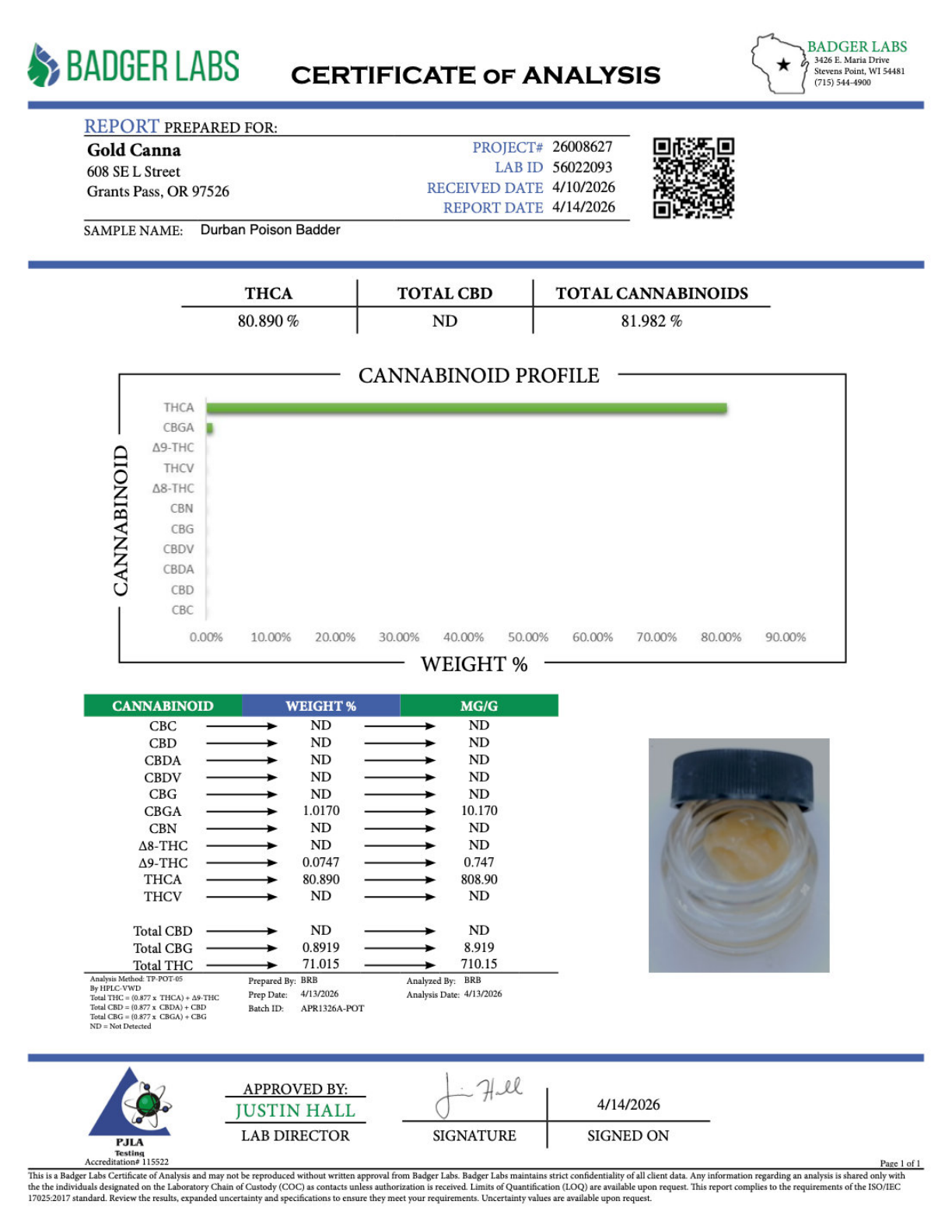Durban Poison - THCA BULK Badder Concentrate