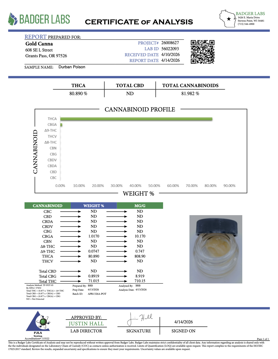 Durban Poison - THCA BULK Crumble Concentrate