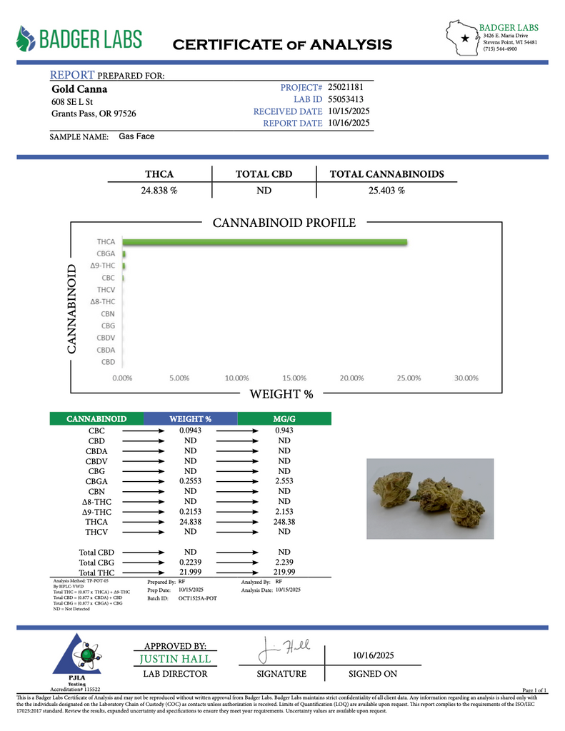 Gas Face - Gold Nuggets - THCa Flower CLASSIC RESERVE SMALLS