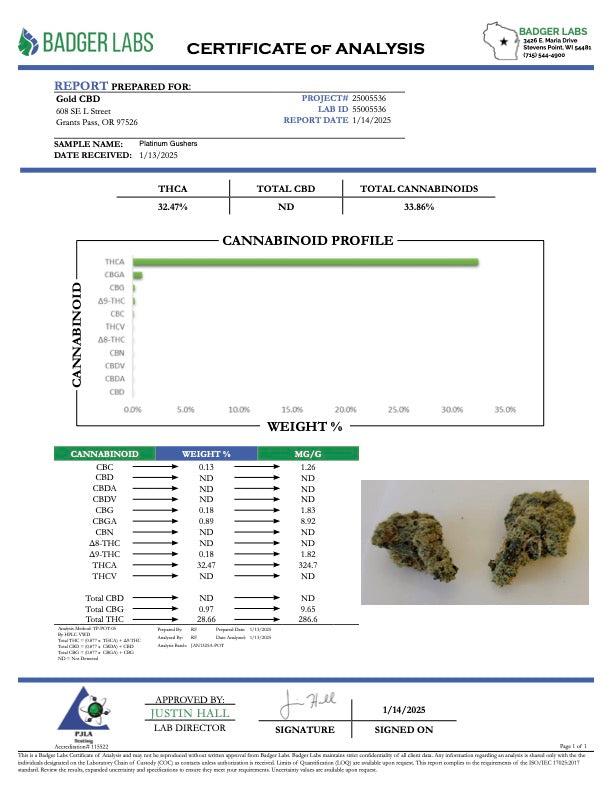 Platinum Gushers - Gold Nuggets - THCa Flower TOP SHELF SMALLS