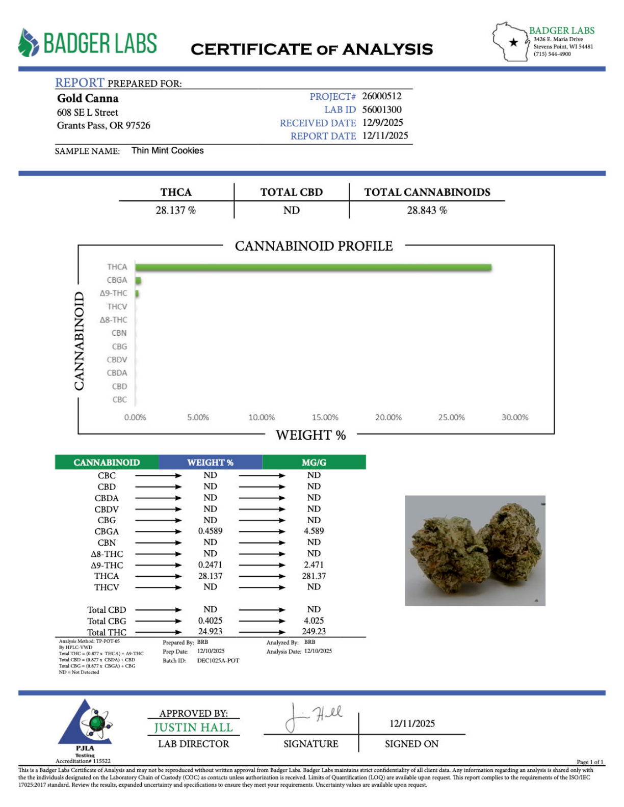 Thin Mint Cookies - THCA Flower - Indoor Gold Nuggets