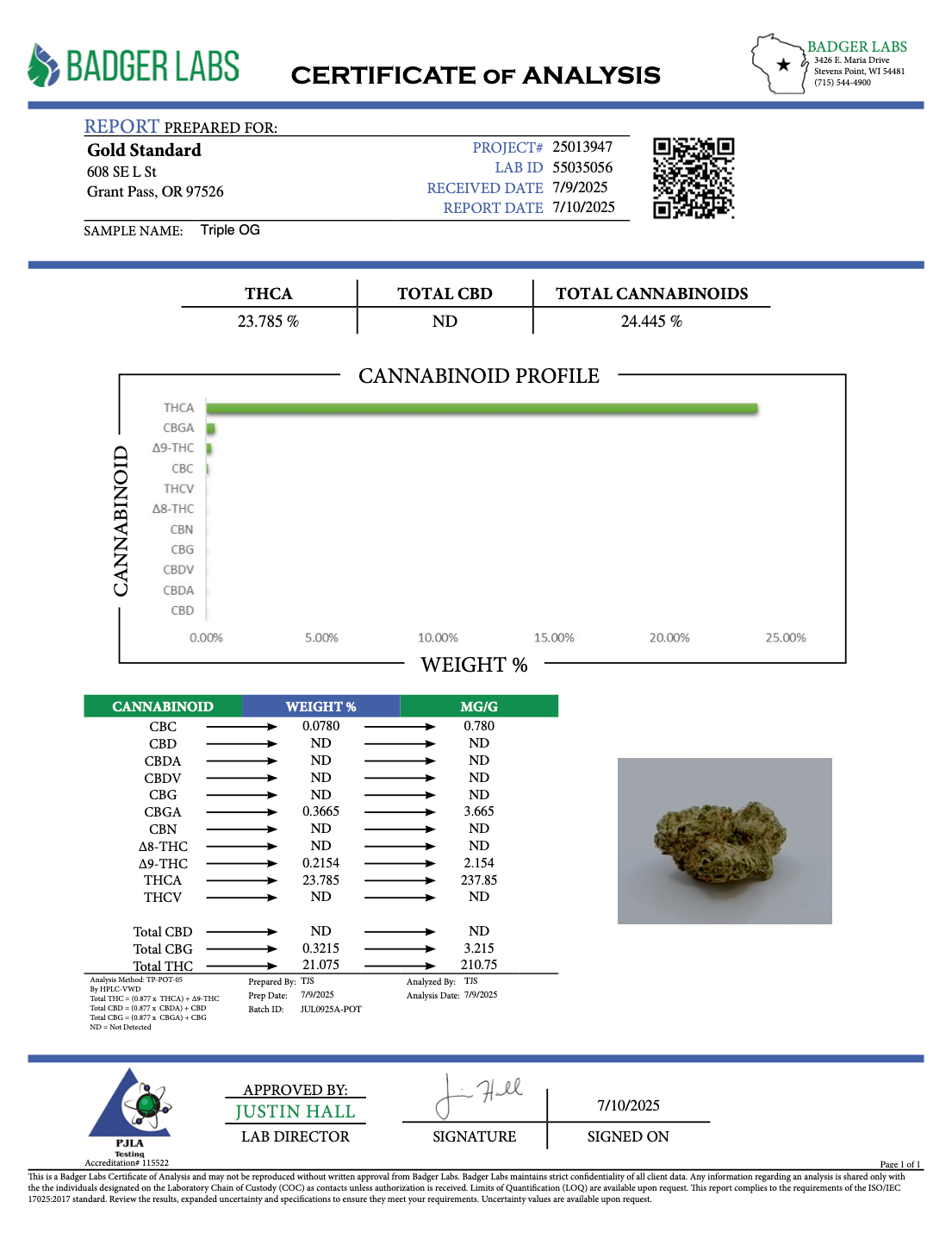 Triple OG - THCA BULK Flower - Sungrown Top Cut