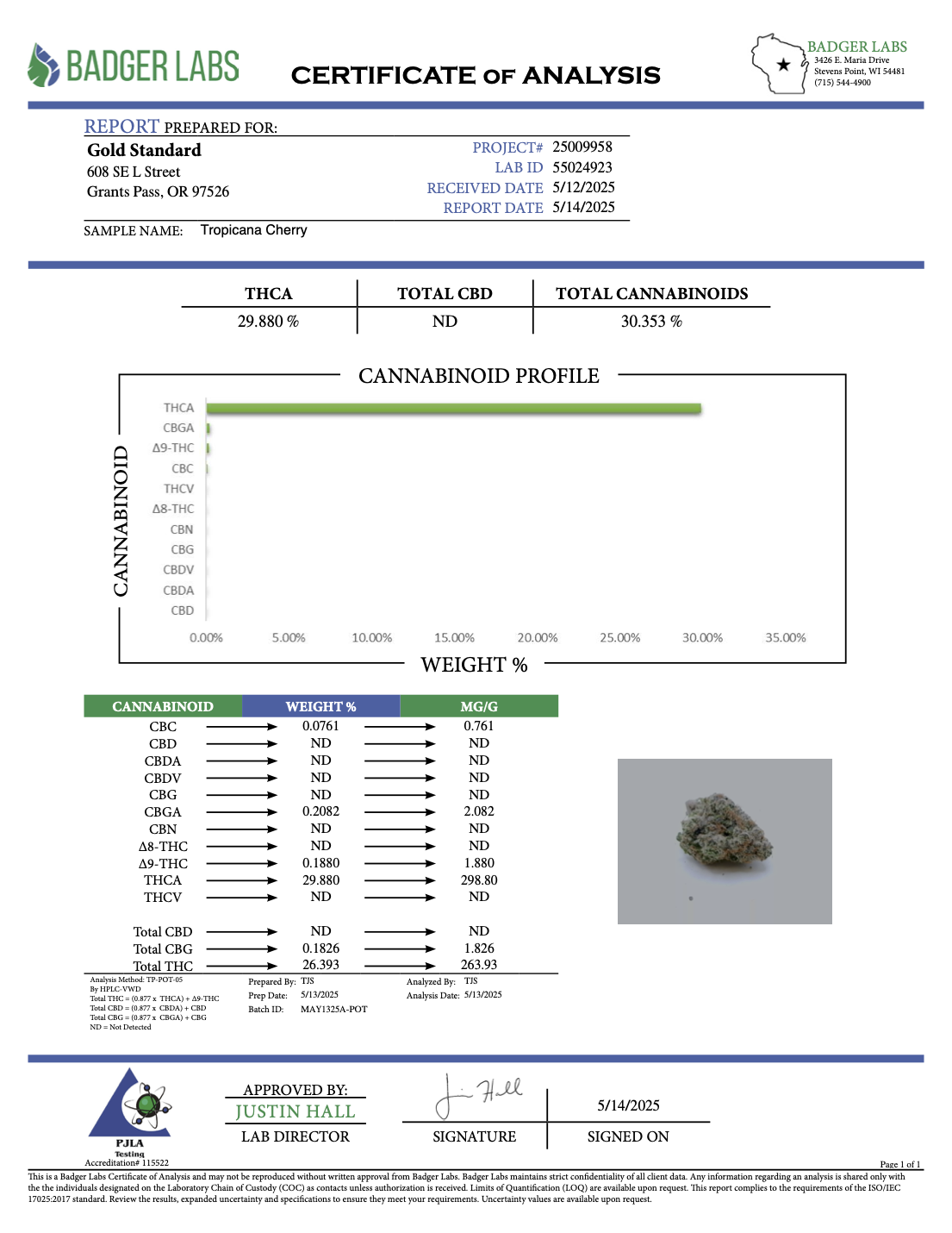 Tropicana Cherry - THCA Flower - Sungrown Top Cut
