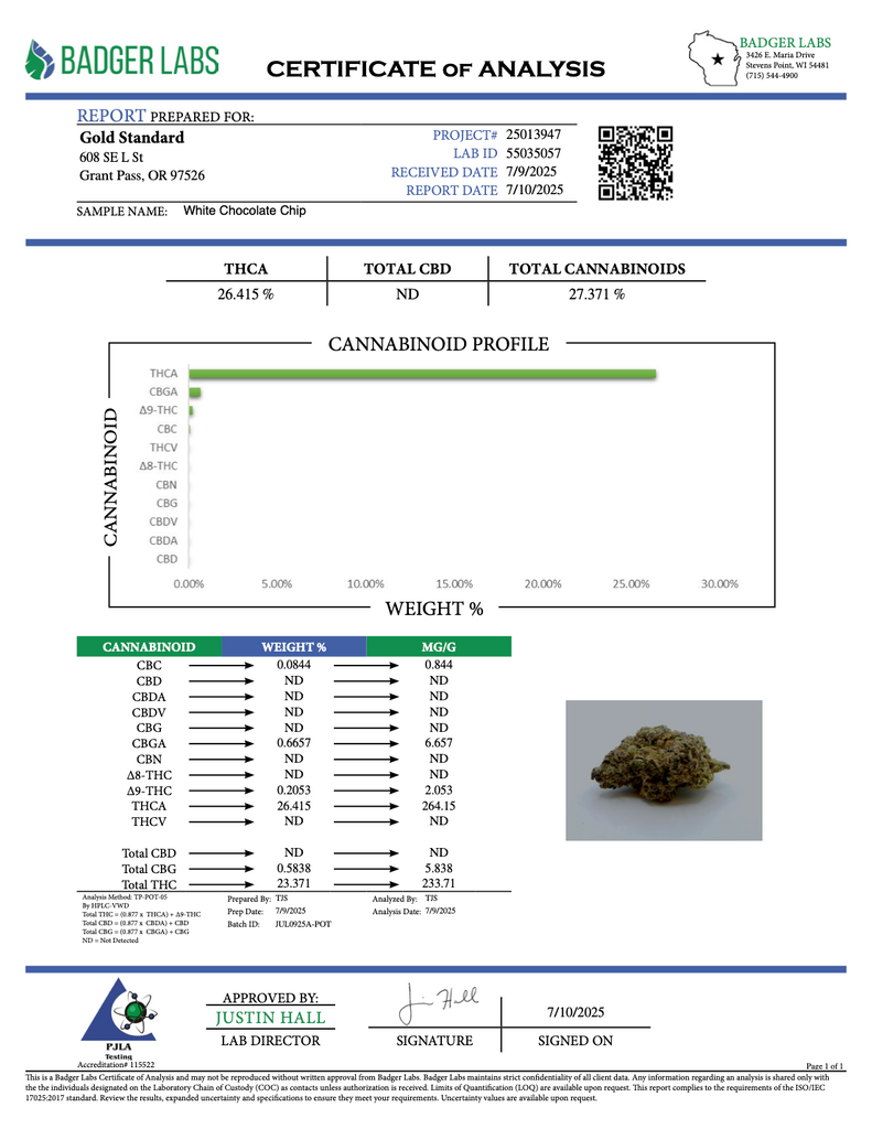 White Chocolate Chip - THCA BULK FLOWER - EXOTIC INDOOR